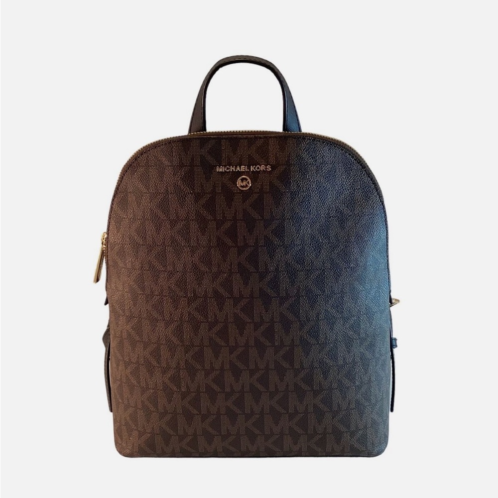 Michael Kors Brown Monogram Backpack with Dome Shape